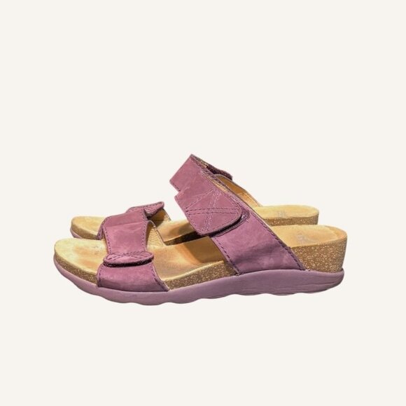 Dansko Shoes - Dansko Maddy Wedge Slide Sandal 40 10 Plum Nubuck Leather Cork Platform
